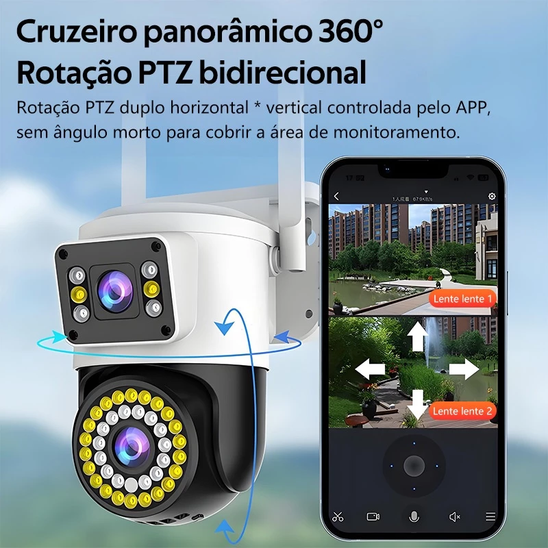 Camera Segurança Externa Lente Dupla 4k Sirene Policial Segurança Residencial