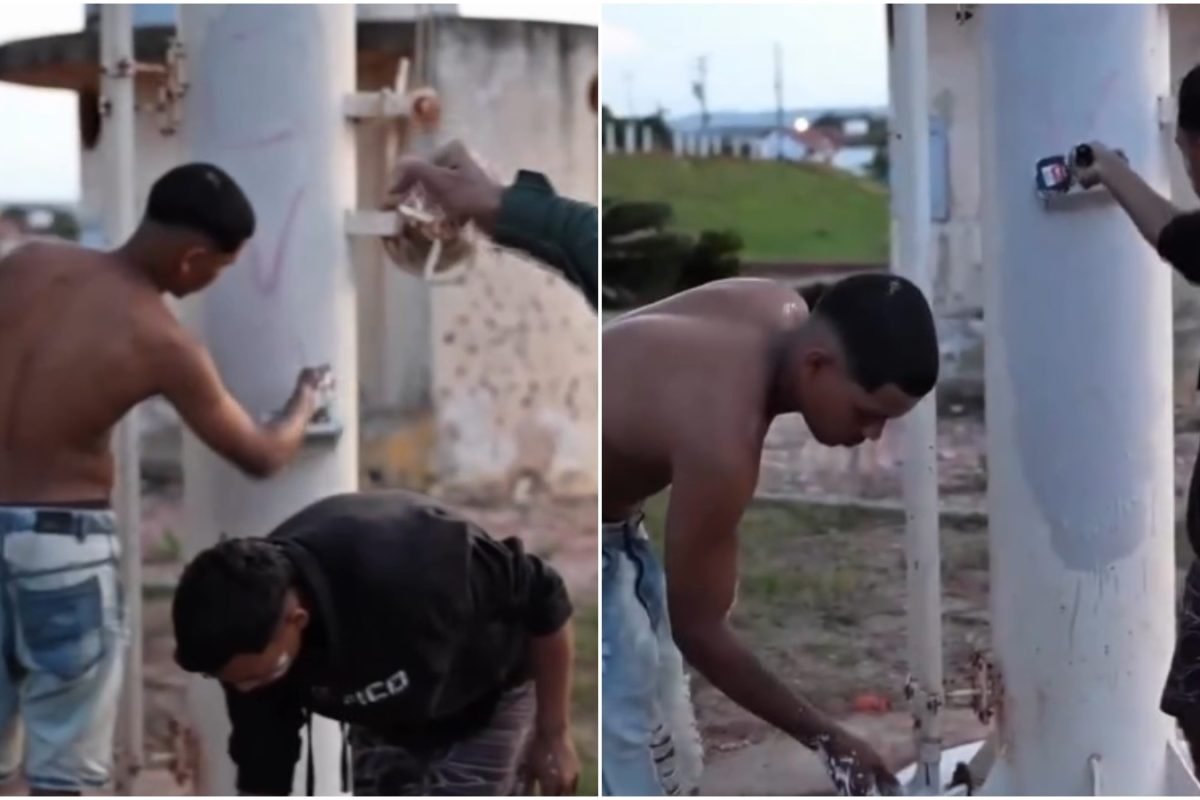 Capitão da PM no Ceará faz chefes de facção apagarem pichações com símbolos criminosos