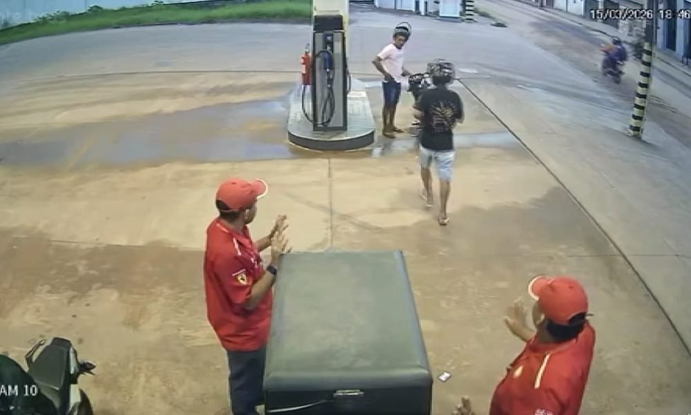 câmeras em Santarém Câmeras de segurança de um posto de combustível registraram