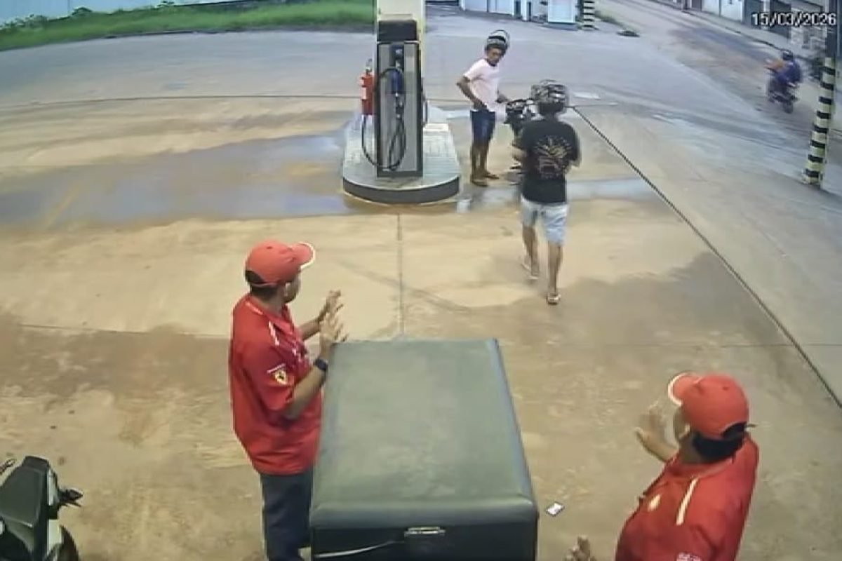 câmeras em Santarém Câmeras de segurança de um posto de combustível registraram