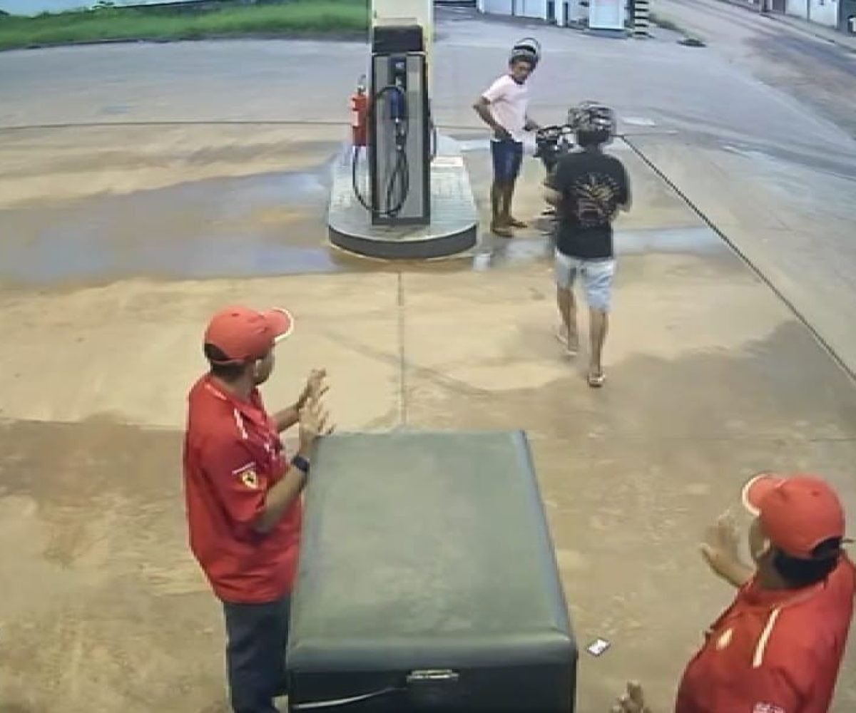 câmeras em Santarém Câmeras de segurança de um posto de combustível registraram