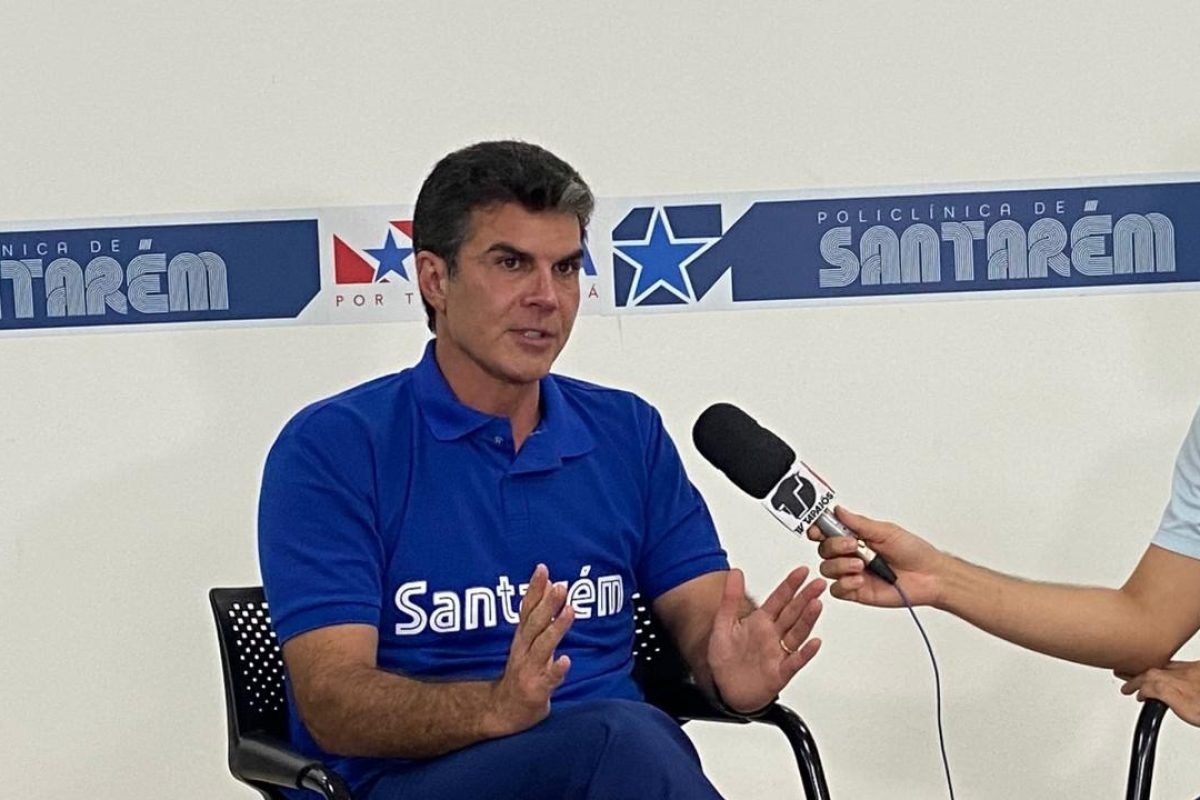 Governador Helder Barbalho durante entrevista à TV Tapajós Kamila Andrade/g1