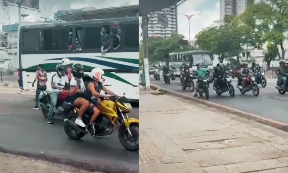 volta das 14h30, um ônibus que transportava integrantes de uma organizada do Clu