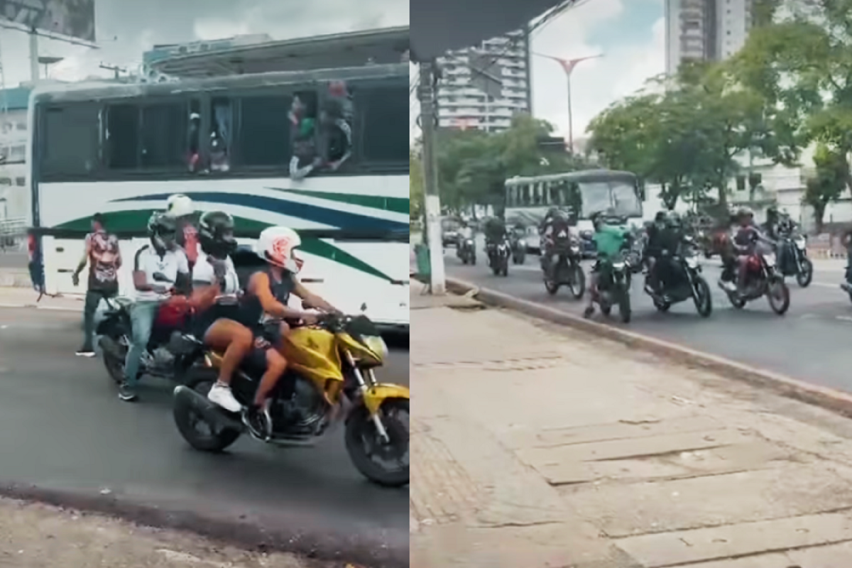 volta das 14h30, um ônibus que transportava integrantes de uma organizada do Clu