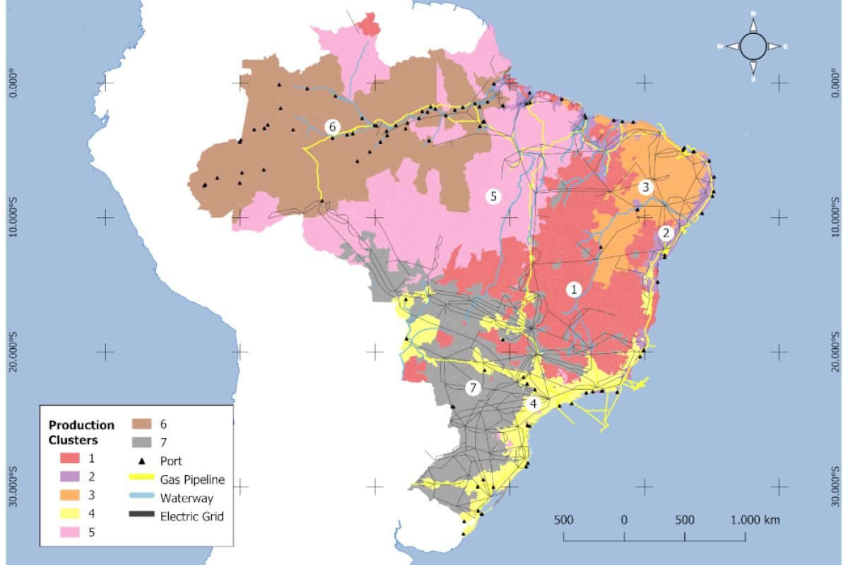 Potenciais clusters de produção de hidrogênio verde no Brasil
