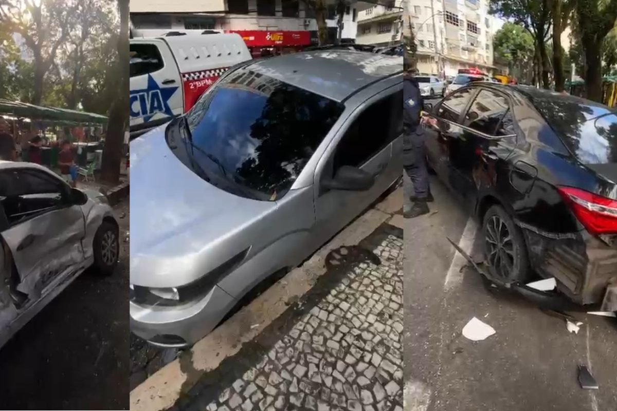 volta das 6h, passou com velocidade atingindo os veículos parados. Ninguém ficou