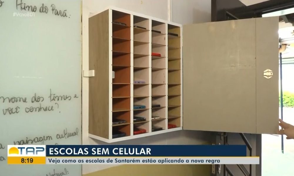 O armário do celular foi uma das medidas adotadas com a nova lei Reprodução/TV Tapaj