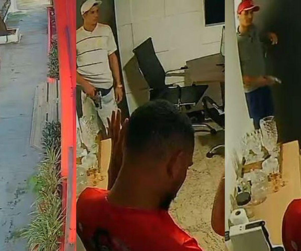 ta. Outra filmagem ainda revela a abordagem dos suspeitos a um motociclista, que