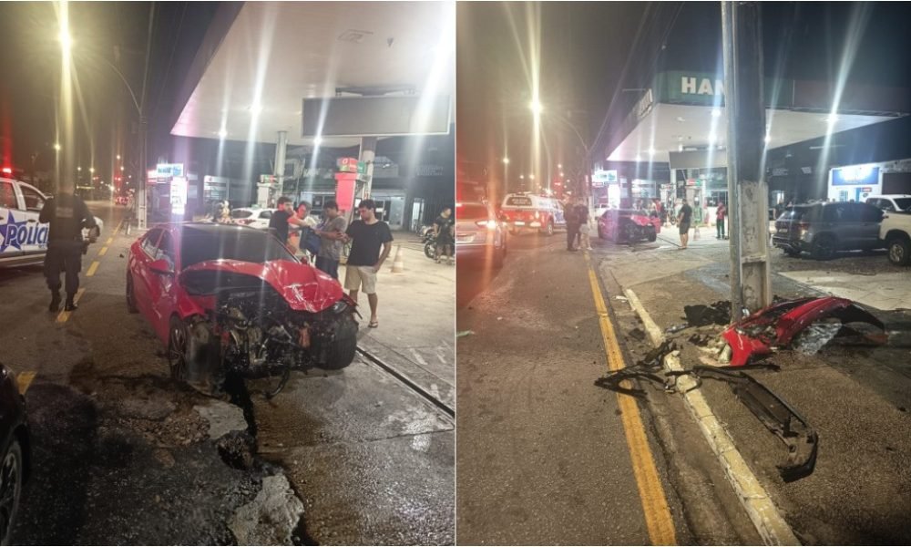 volta das 22h35, um acidente de trânsito foi registrado na Avenida Pedro Álvares