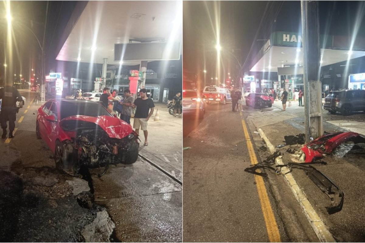 volta das 22h35, um acidente de trânsito foi registrado na Avenida Pedro Álvares