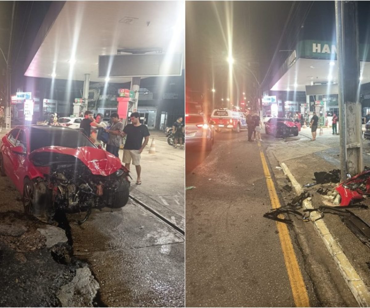 volta das 22h35, um acidente de trânsito foi registrado na Avenida Pedro Álvares