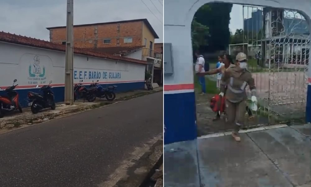 outro aluno com facão dentro de escola em Vigia, no Pará Reprodução Um estudante