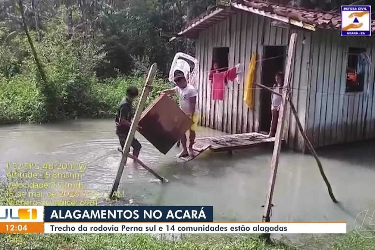 Em Acará, trecho da rodovia Perna sul e 14 comunidades estão alagadas após chuvas