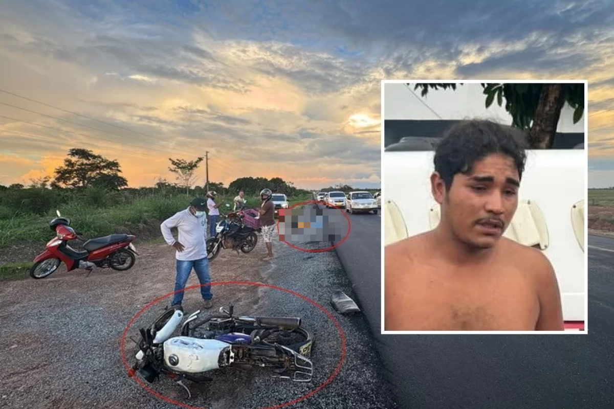 disparos de arma de fogo. Ferido, ele perdeu o controle da moto e caiu sobre o a
