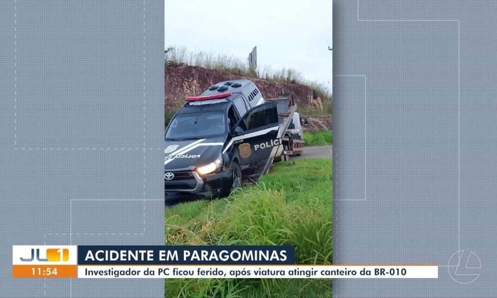 Investigador fica ferido após acidente com viatura da Polícia Civil