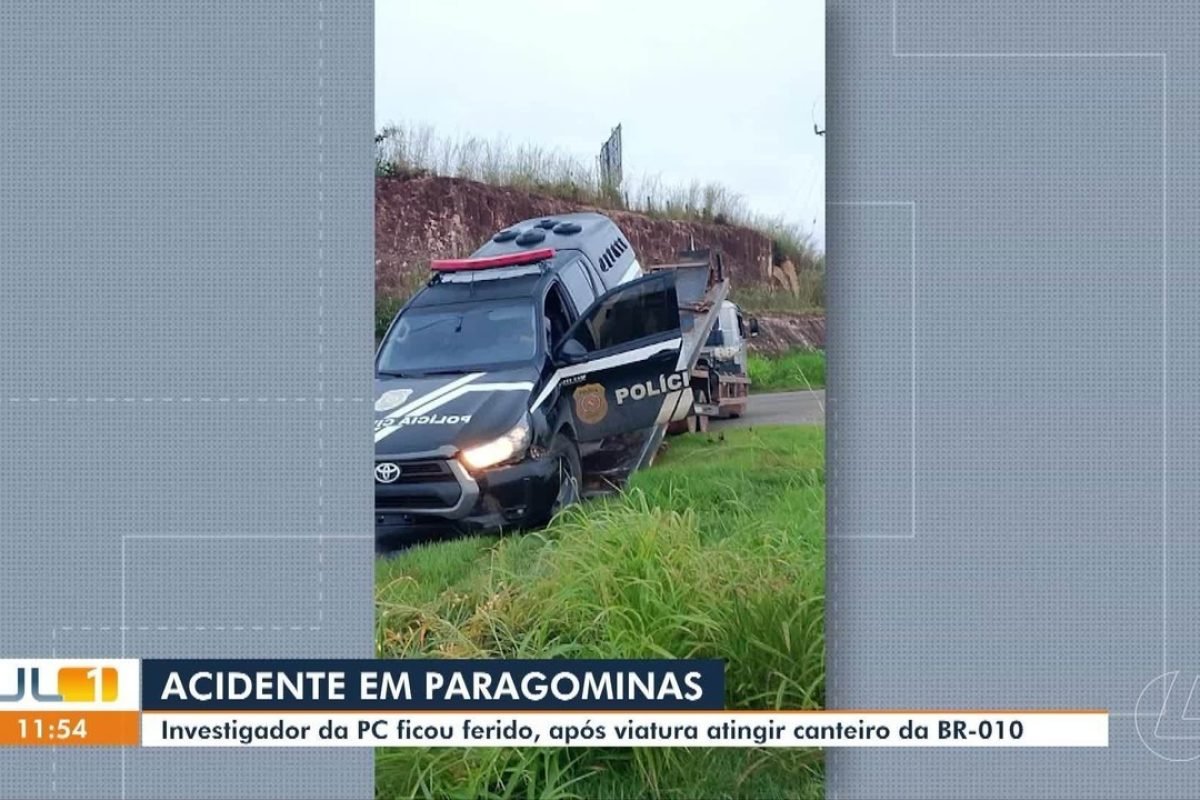 Investigador fica ferido após acidente com viatura da Polícia Civil