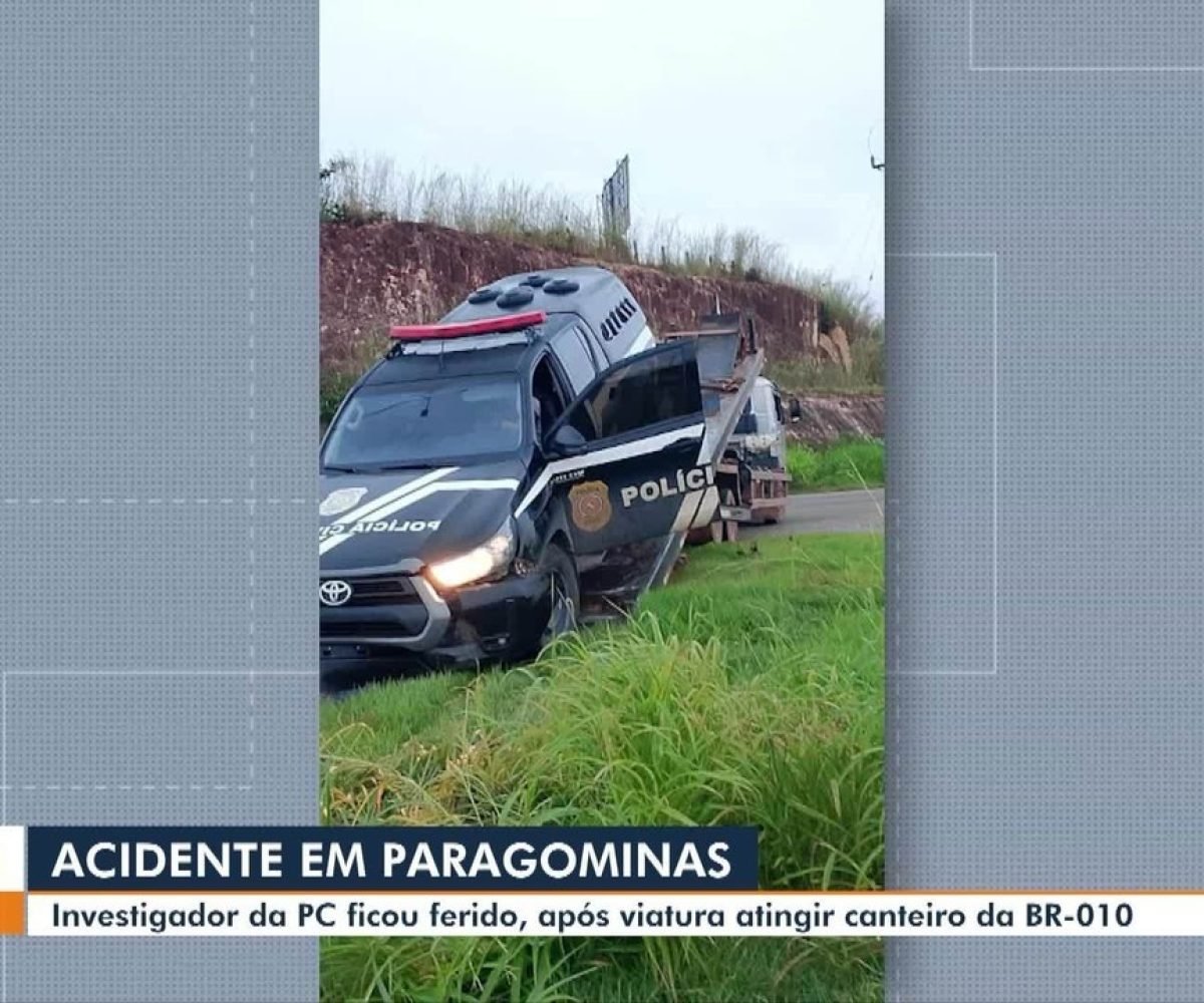 Investigador fica ferido após acidente com viatura da Polícia Civil