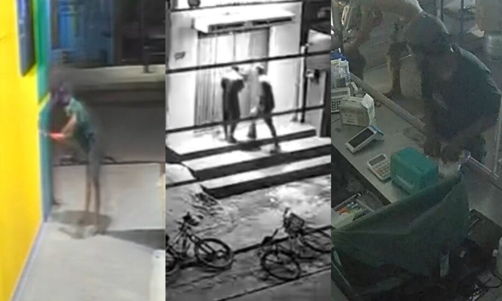 volta de 2h30, dois homens foram flagrados por câmeras de segurança tentando arr