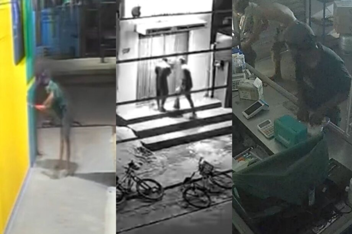 volta de 2h30, dois homens foram flagrados por câmeras de segurança tentando arr