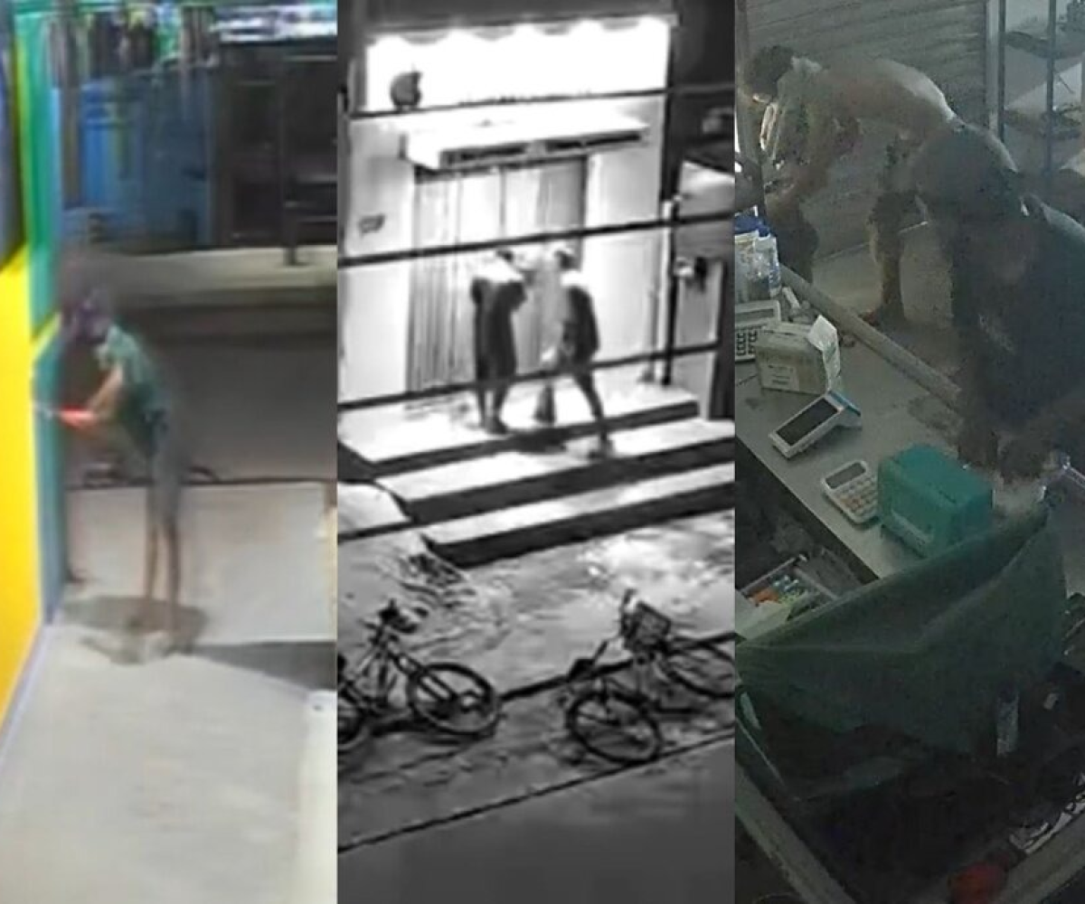 volta de 2h30, dois homens foram flagrados por câmeras de segurança tentando arr
