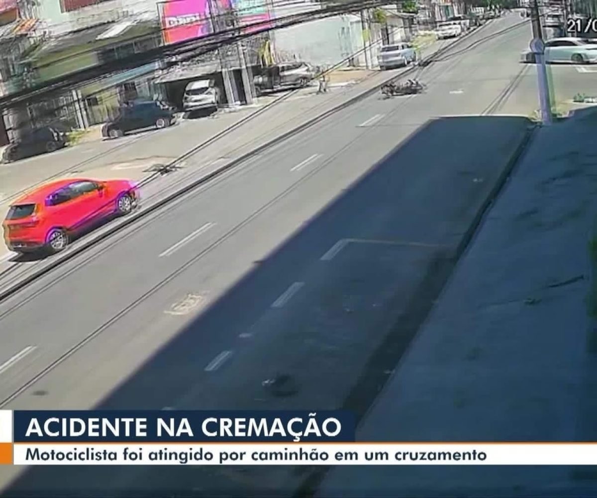 Motociclista bate em caminhão ao trafegar em cruzamento no bairro da Cremação, em Belém