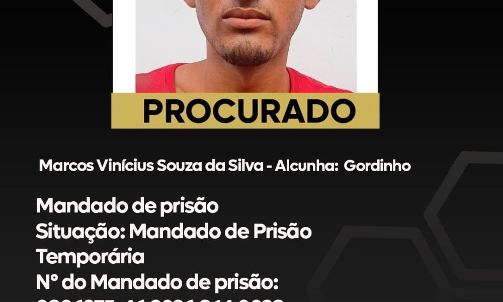 Marcos Vinícius Souza da Silva é procurado pela polícia e investigado pelo crime