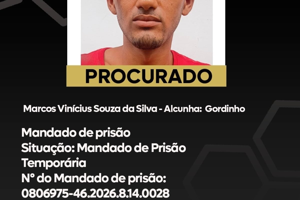 Marcos Vinícius Souza da Silva é procurado pela polícia e investigado pelo crime