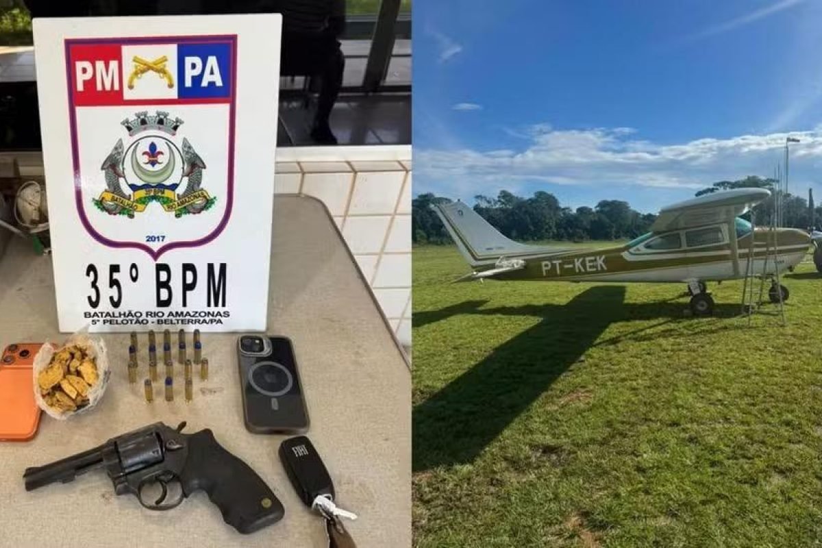 te, cerca de 750 gramas de ouro e uma arma de fogo. Segundo informações da PM, a