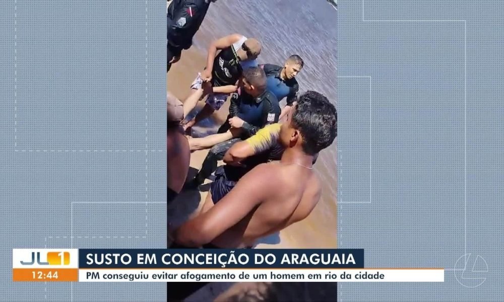 PM evita afogamento de homem em rio de conceição do Araguaia