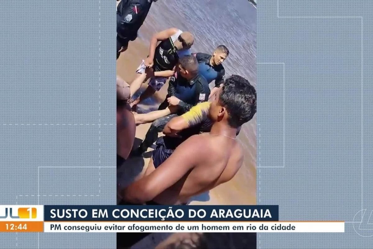 PM evita afogamento de homem em rio de conceição do Araguaia