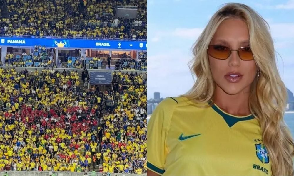 Influenciadora Virginia Fonseca é alvo de hostilidade por torcida durante partida da Seleção