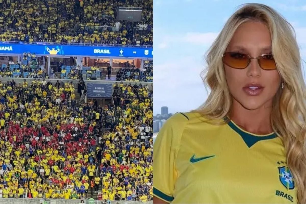 Influenciadora Virginia Fonseca é alvo de hostilidade por torcida durante partida da Seleção