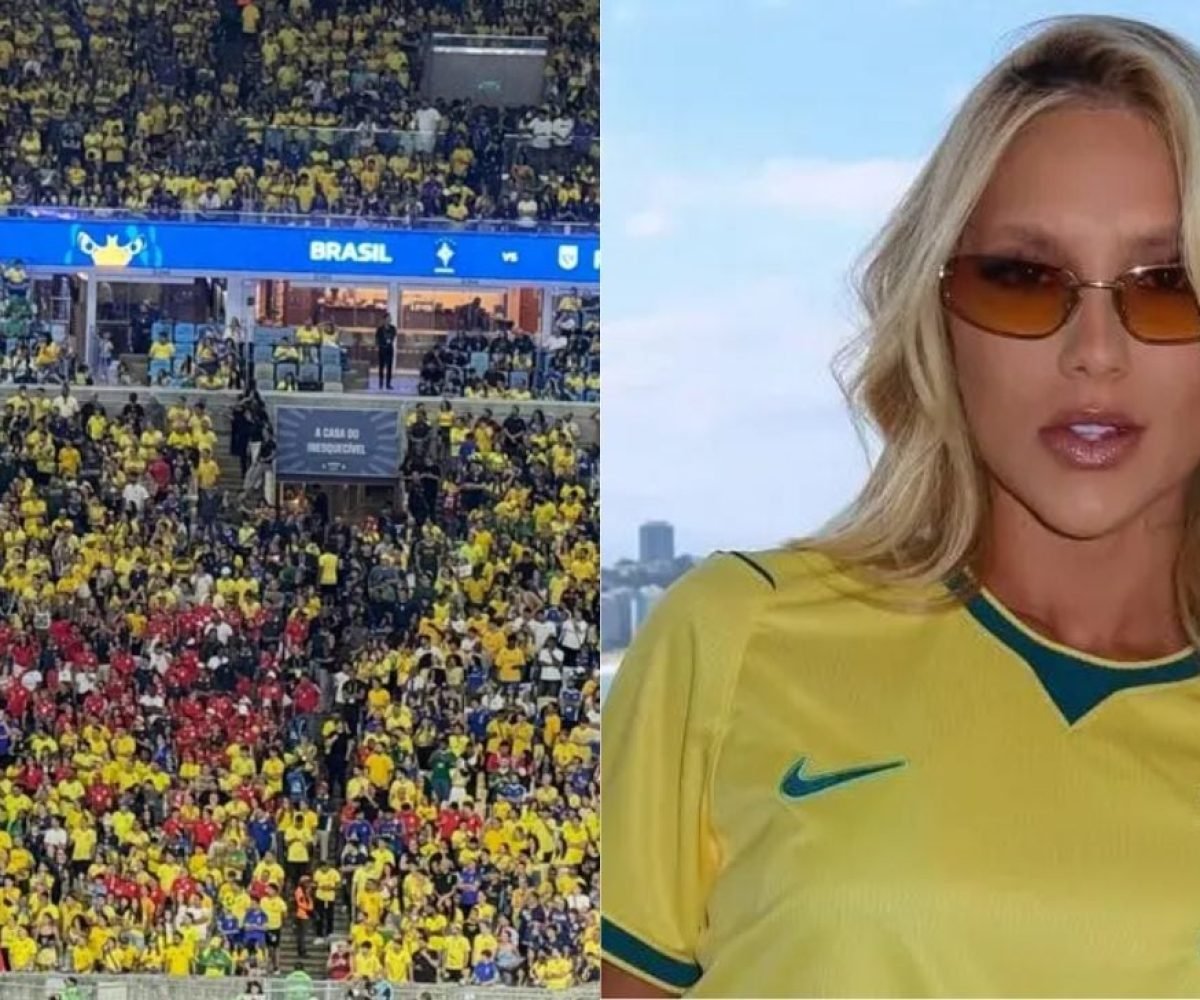 Influenciadora Virginia Fonseca é alvo de hostilidade por torcida durante partida da Seleção
