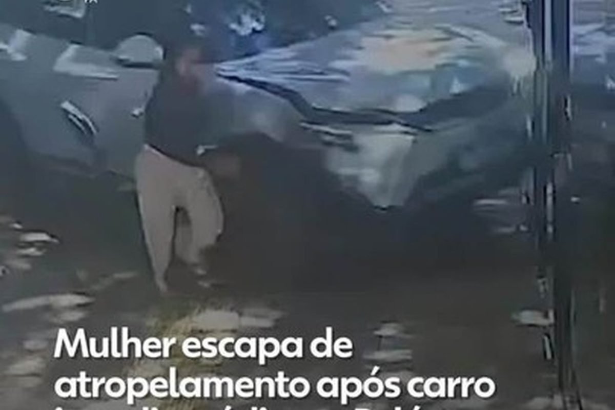 Mulher escapa de atropelamento após carro invadir prédio em Belém