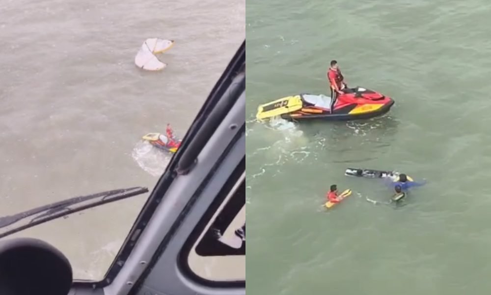tistas de kitesurf foram resgatados em alto mar. Reprodução / Graesp Bombeiros e