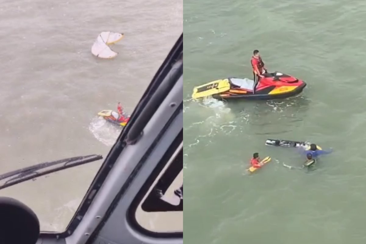tistas de kitesurf foram resgatados em alto mar. Reprodução / Graesp Bombeiros e