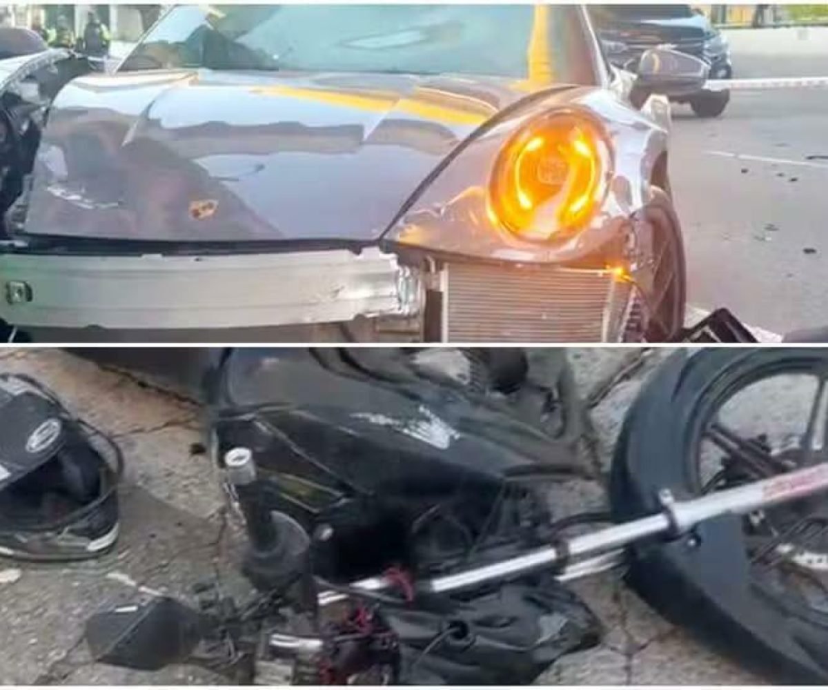 sche, ele perdeu o controle do veículo, que atingiu duas motocicletas, dois carr