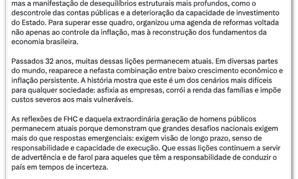 outras economias. O ex-ministro sustenta que o país voltou a conviver com questõ