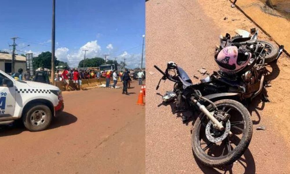 um carro na tarde desta quinta-feira (18/6), na BR-230, em Itaituba, no sudoeste